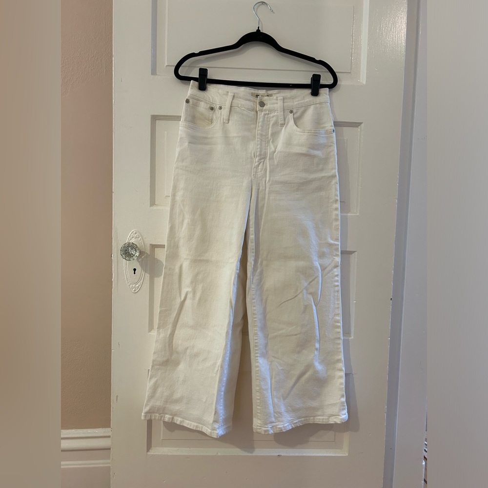 Madewell wide leg crop white pants